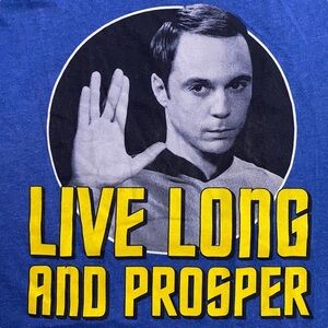 Star Trek Big Bang Theory Sheldon Live Long and Prosper Short Sleeve Tee Large L
